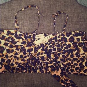 NWT Express Rocky Barnes animal print crop top.